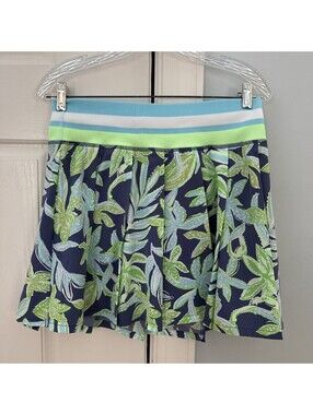Lilly Pulitzer Luxletic Skort Blue-Green Tropical Floral Golf Tennis Mini Size M